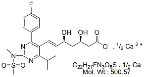 (3R,5S,6E)-7-{4-(4-Fluorophenyl)-6-isopropyl-2-[methyl(methylsulfonyl)amino]pyrimidin-5-yl}-3,5-dihydroxyhept-6-enoic acid calcium salt